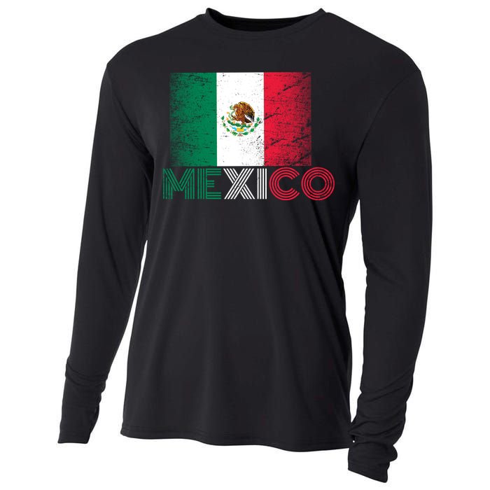 Vintage Mexico Distress Logo Flag Cooling Performance Long Sleeve Crew