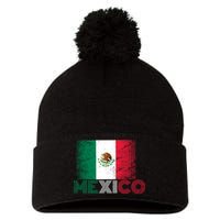 Vintage Mexico Distress Logo Flag Pom Pom 12in Knit Beanie