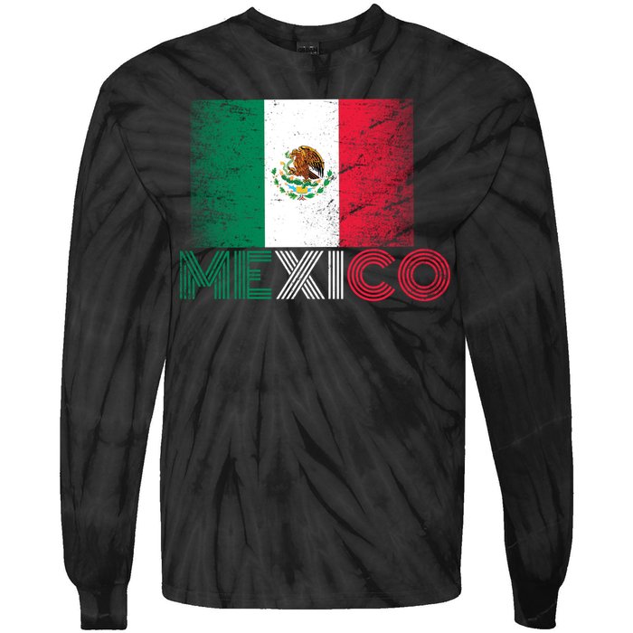 Vintage Mexico Distress Logo Flag Tie-Dye Long Sleeve Shirt