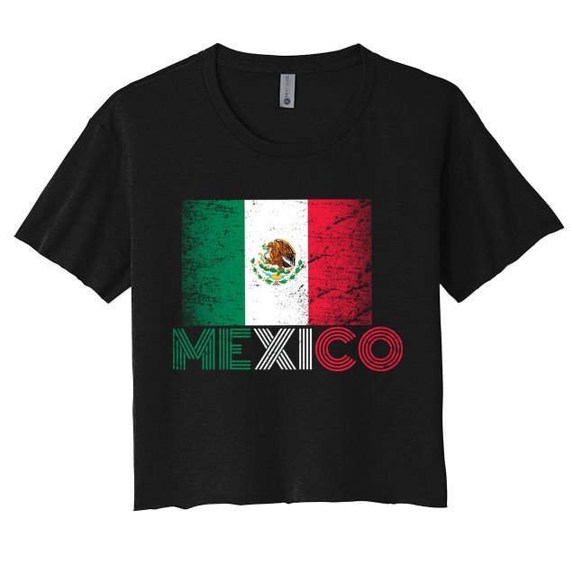 Vintage Mexico Distress Logo Flag Crop Top