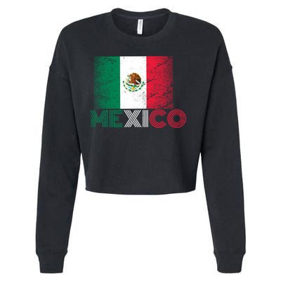 Vintage Mexico Distress Logo Flag Cropped Pullover Crew