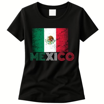 Vintage Mexico Distress Logo Flag Womens T-Shirt