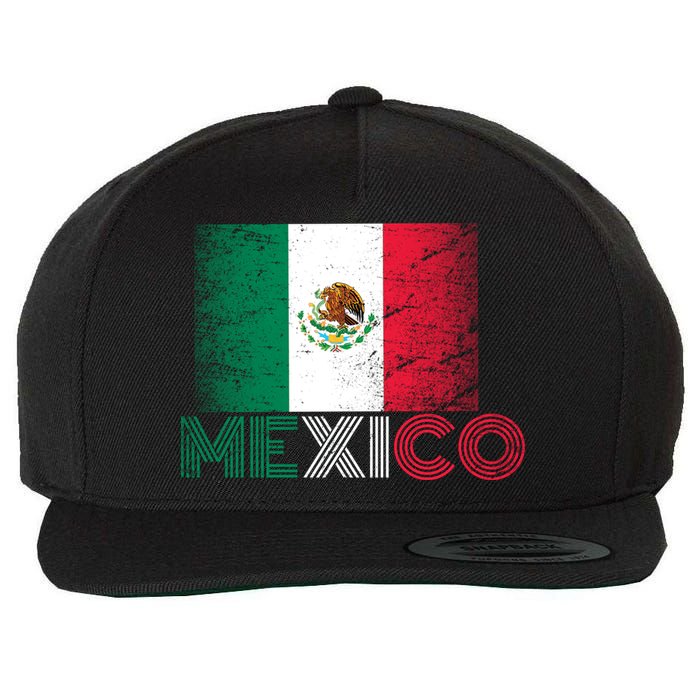 Vintage Mexico Distress Logo Flag Wool Snapback Cap