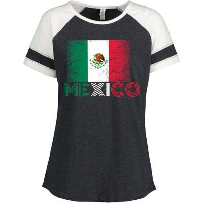 Vintage Mexico Distress Logo Flag Enza Ladies Jersey Colorblock Tee