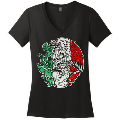 Vintage Mexico Eagle Symbol Women's V-Neck T-Shirt