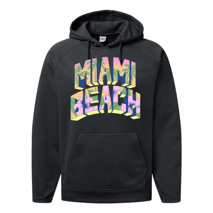 Vintage Miami Beach  Performance Fleece Hoodie