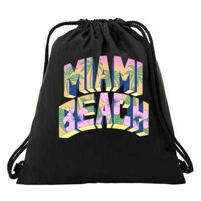 Vintage Miami Beach  Drawstring Bag