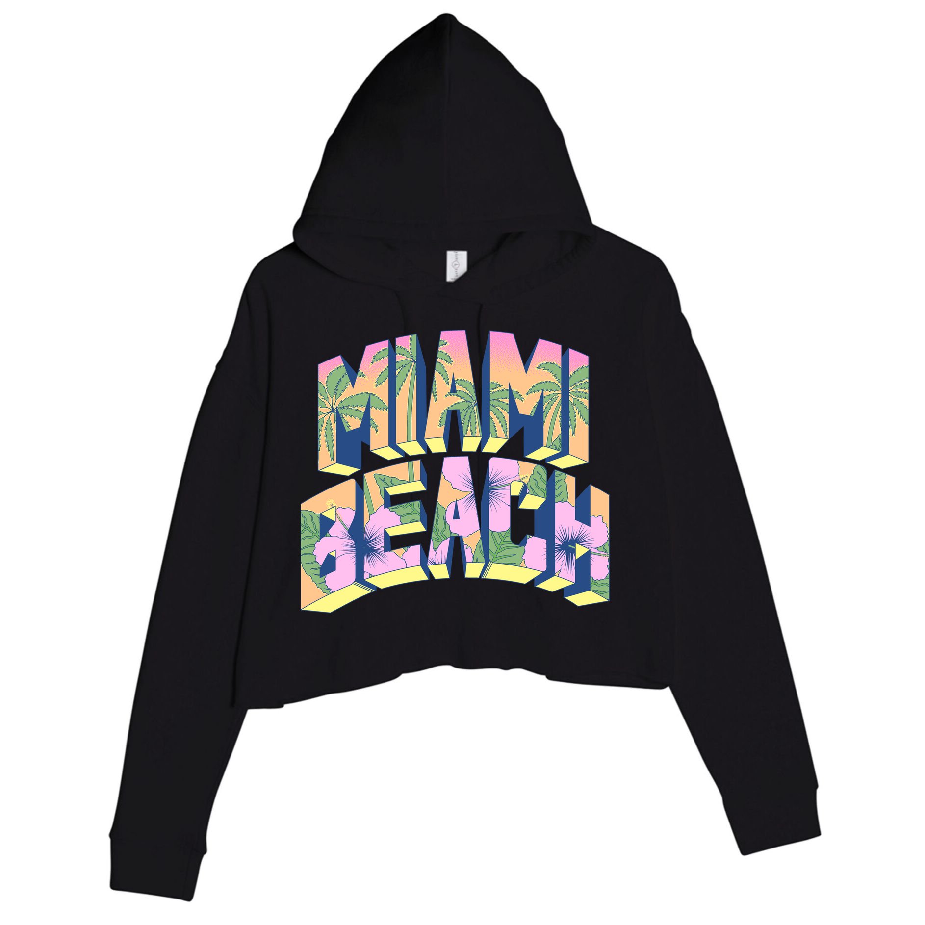 Vintage Miami Beach  Crop Fleece Hoodie
