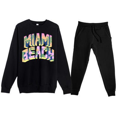 Vintage Miami Beach  Premium Crewneck Sweatsuit Set