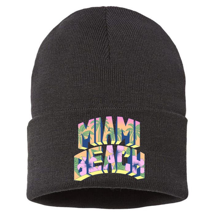 Vintage Miami Beach  Sustainable Knit Beanie