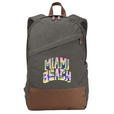 Vintage Miami Beach  Cotton Canvas Backpack