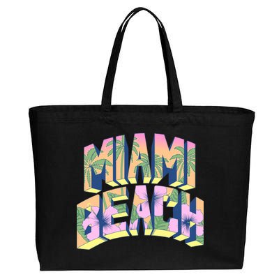 Vintage Miami Beach  Cotton Canvas Jumbo Tote