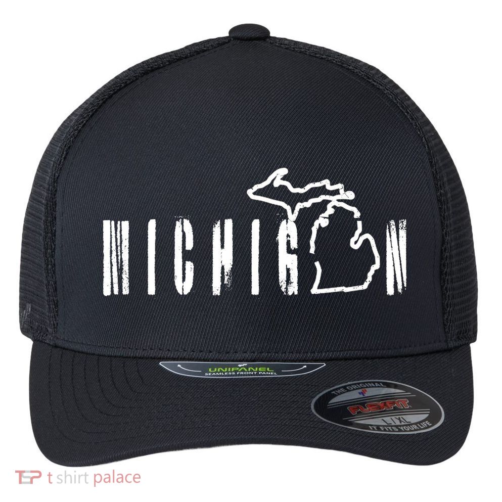 Vintage Michigan Mitten Flexfit Unipanel Trucker Cap