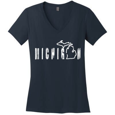 Vintage Michigan Mitten Women's V-Neck T-Shirt
