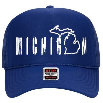 Vintage Michigan Mitten High Crown Mesh Back Trucker Hat