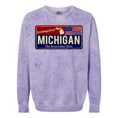 Vintage Michigan Sign Colorblast Crewneck Sweatshirt