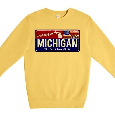 Vintage Michigan Sign Premium Crewneck Sweatshirt