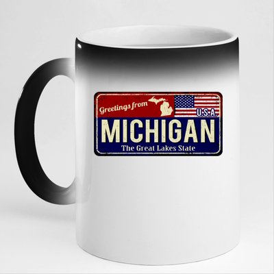 Vintage Michigan Sign 11oz Black Color Changing Mug