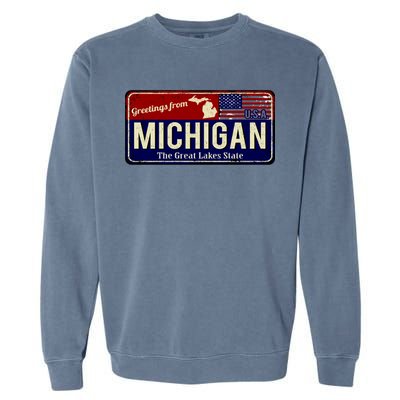 Vintage Michigan Sign Garment-Dyed Sweatshirt