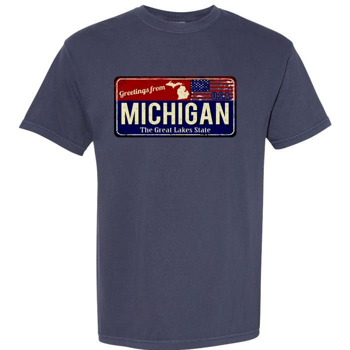 Vintage Michigan Sign Garment-Dyed Heavyweight T-Shirt