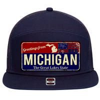 Vintage Michigan Sign 7 Panel Mesh Trucker Snapback Hat