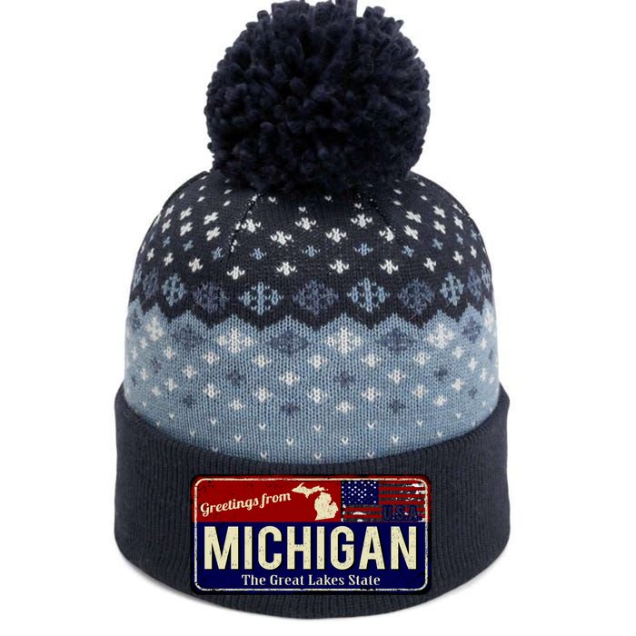 Vintage Michigan Sign The Baniff Cuffed Pom Beanie