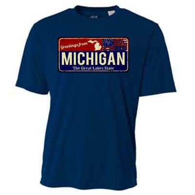 Vintage Michigan Sign Cooling Performance Crew T-Shirt