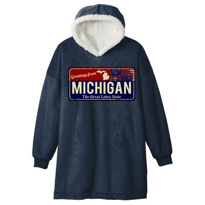 Vintage Michigan Sign Hooded Wearable Blanket