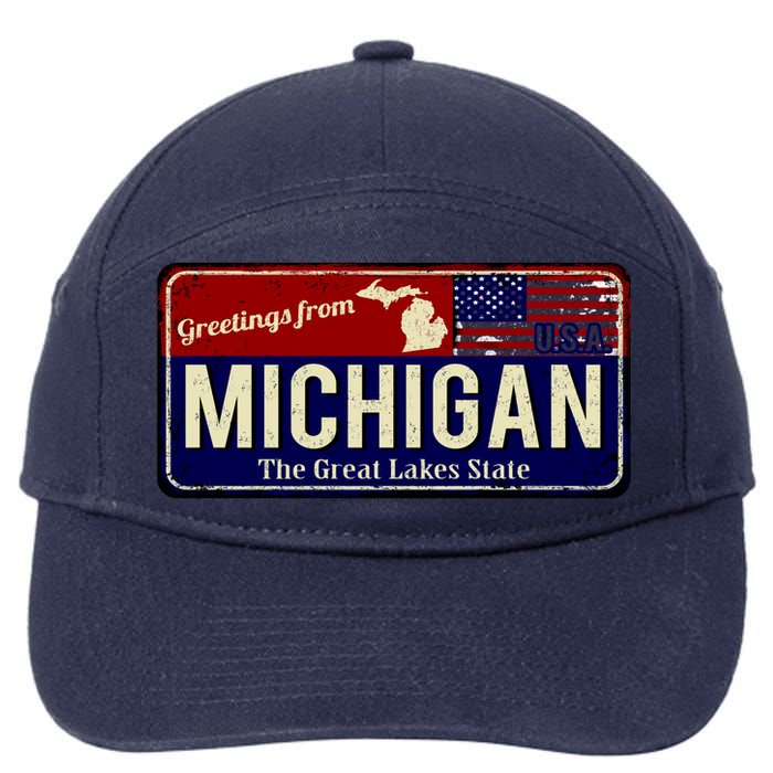 Vintage Michigan Sign 7-Panel Snapback Hat