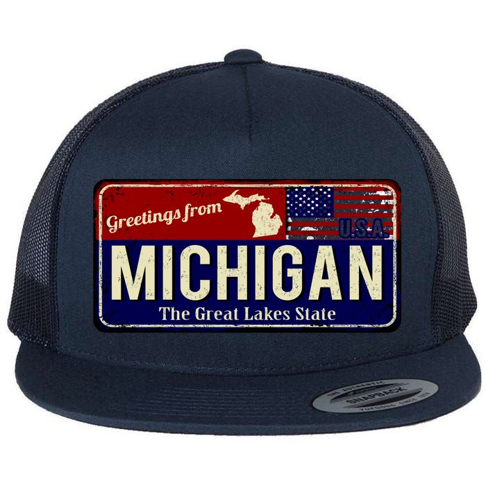 Vintage Michigan Sign Flat Bill Trucker Hat