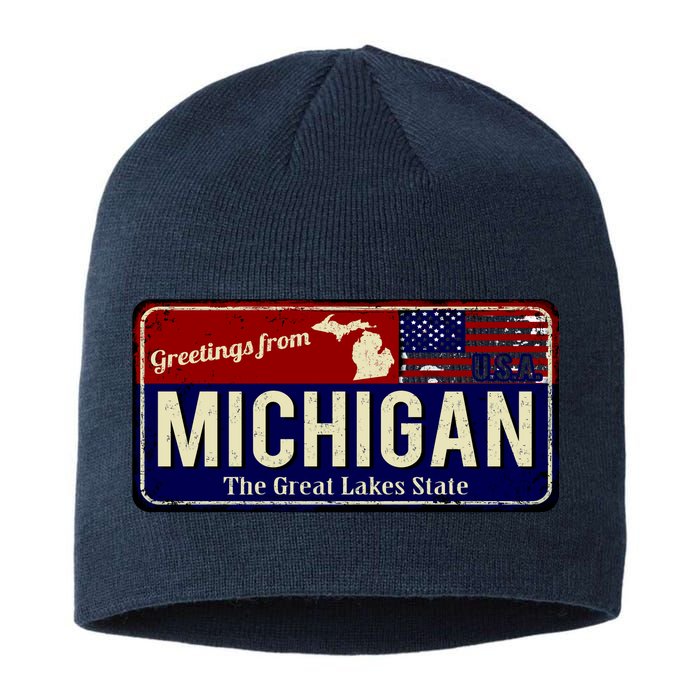 Vintage Michigan Sign Sustainable Beanie