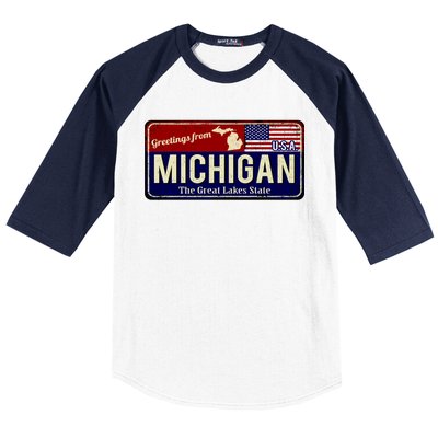 Vintage Michigan Sign Baseball Sleeve Shirt