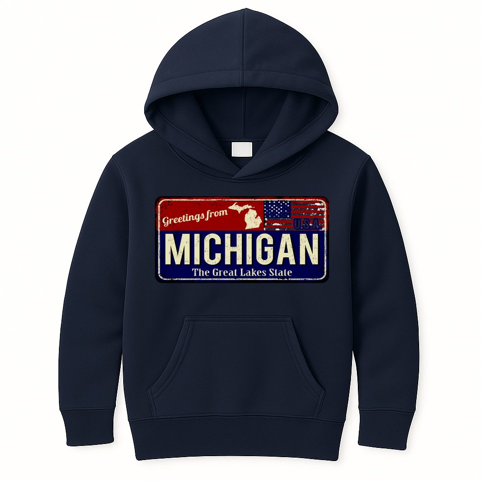 Vintage Michigan Sign Kids Hoodie