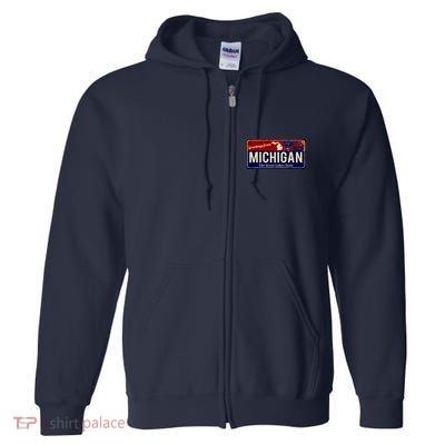 Vintage Michigan Sign Full Zip Hoodie