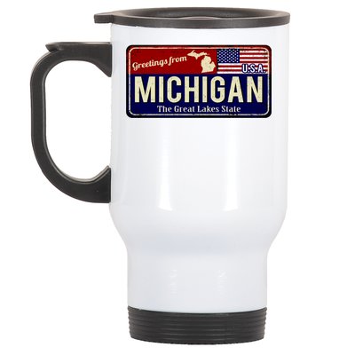 Vintage Michigan Sign Stainless Steel Travel Mug