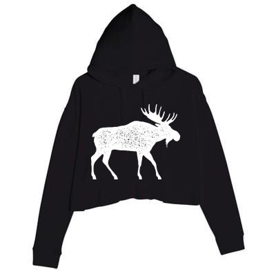 Vintage Moose Crop Fleece Hoodie