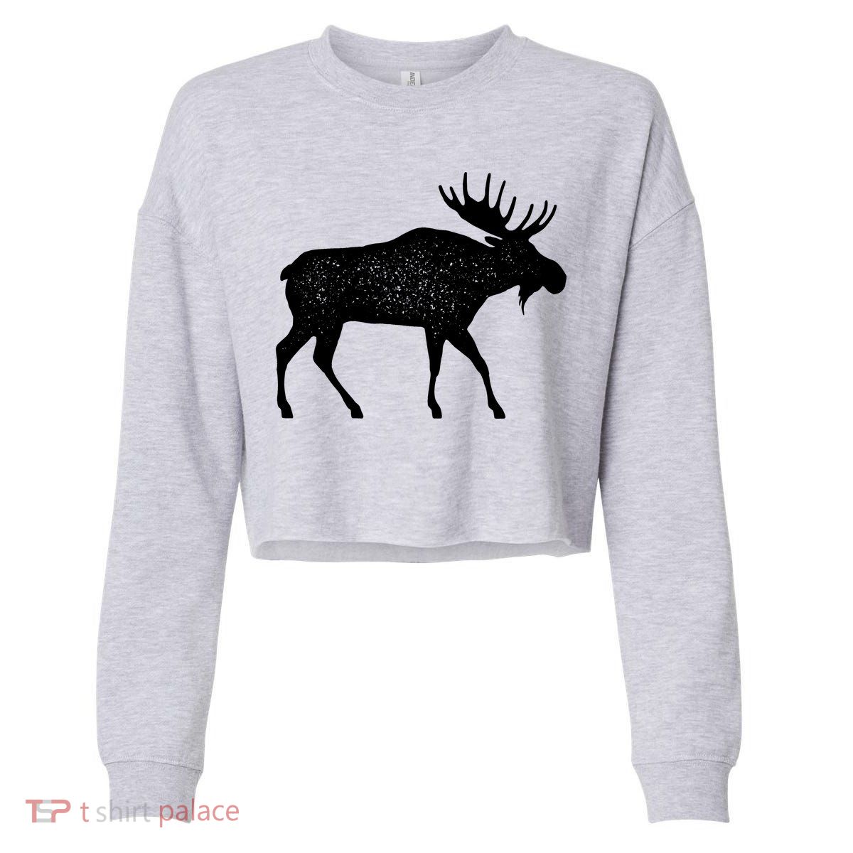 Vintage Moose Cropped Pullover Crew