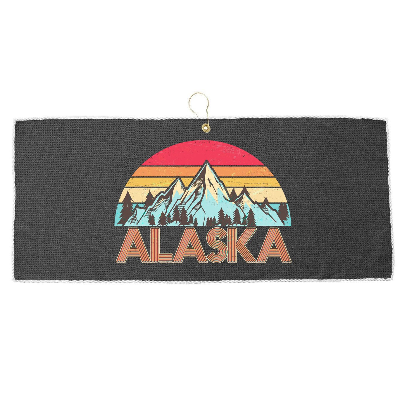 Vintage Mountains Of Alaska Large Microfiber Waffle Golf Towel