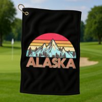 Vintage Mountains Of Alaska Golf Towel