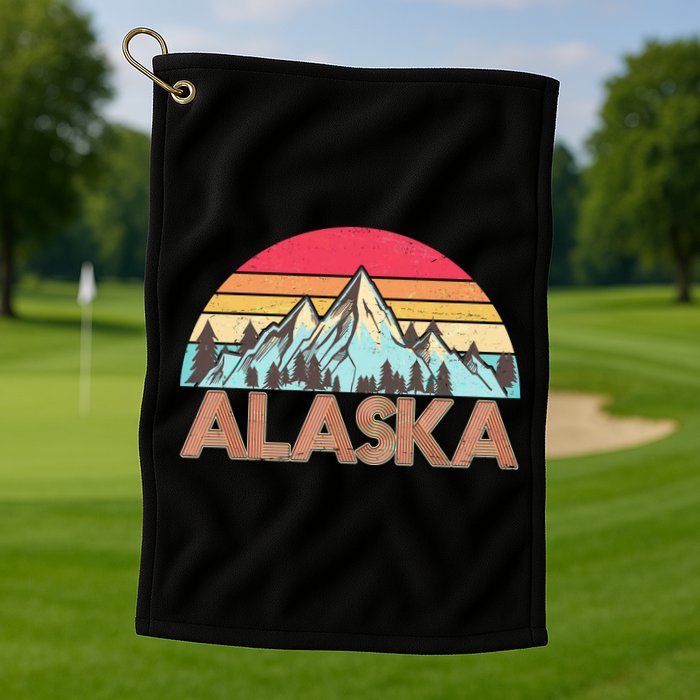Vintage Mountains Of Alaska Golf Towel