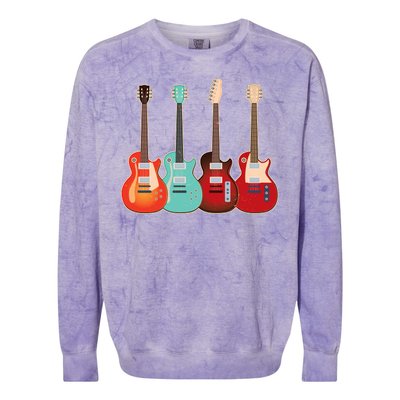 Vintage Multi Guitars Music Colorblast Crewneck Sweatshirt