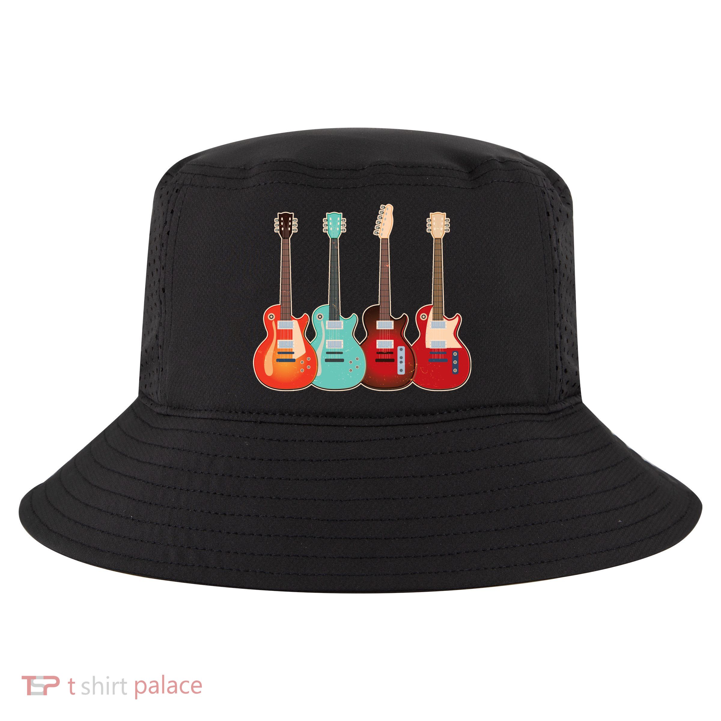 Vintage Multi Guitars Music Cool Comfort Performance Bucket Hat