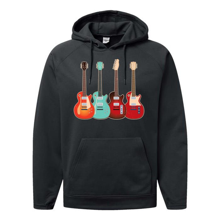 Vintage Multi Guitars Music Performance Fleece Hoodie