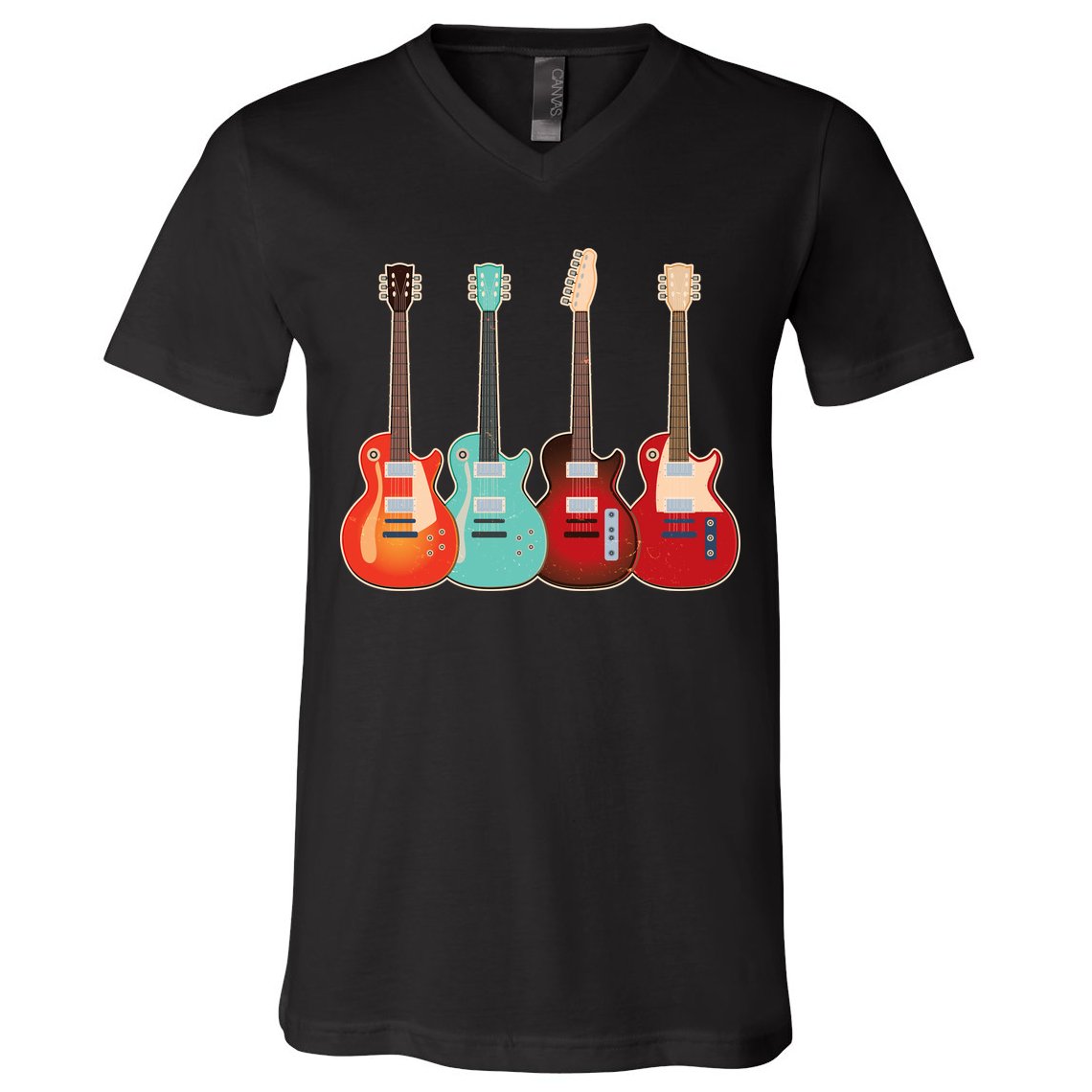 Vintage Multi Guitars Music V-Neck T-Shirt