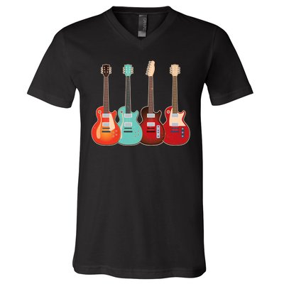 Vintage Multi Guitars Music V-Neck T-Shirt