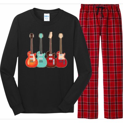 Vintage Multi Guitars Music Long Sleeve Pajama Set