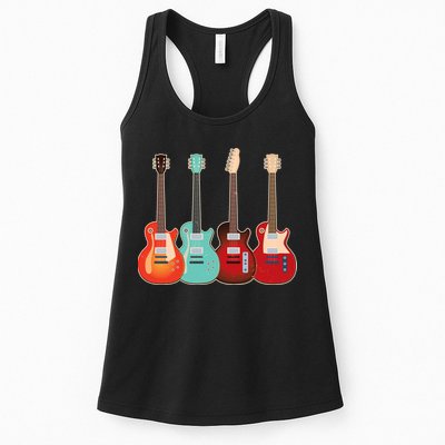 Vintage Multi Guitars Music Womens Tank Top