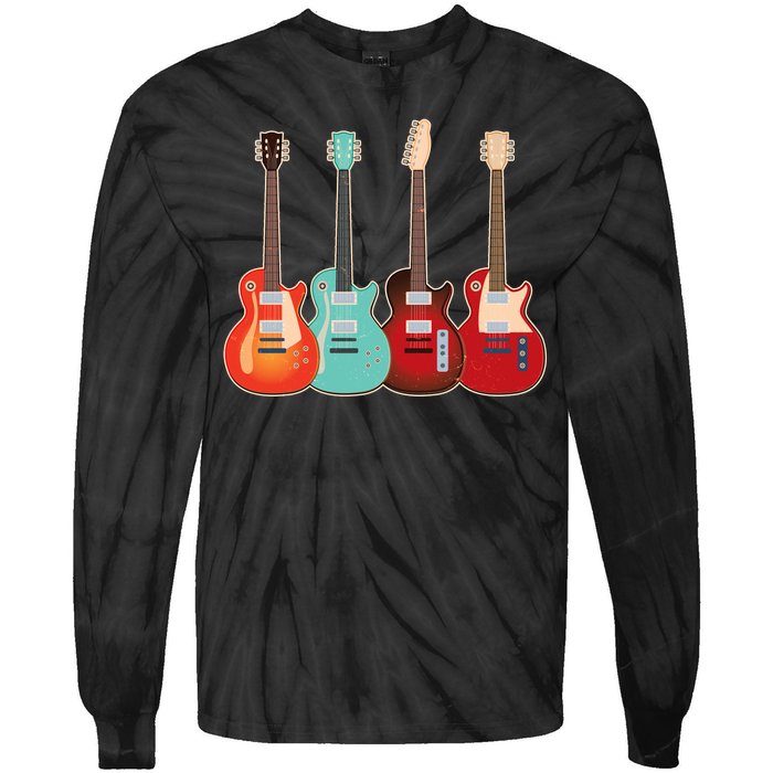 Vintage Multi Guitars Music Tie-Dye Long Sleeve Shirt