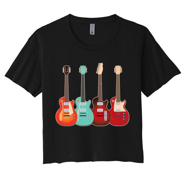 Vintage Multi Guitars Music Crop Top