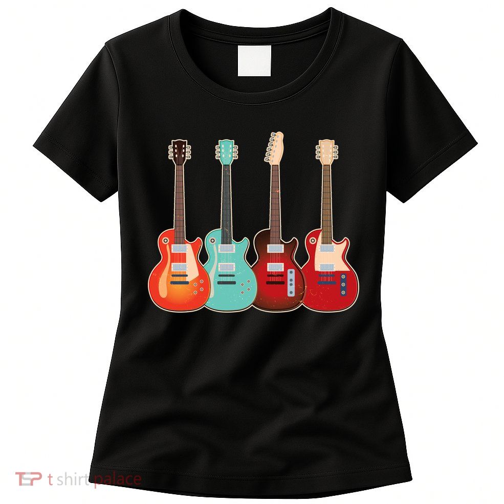 Vintage Multi Guitars Music Womens T-Shirt